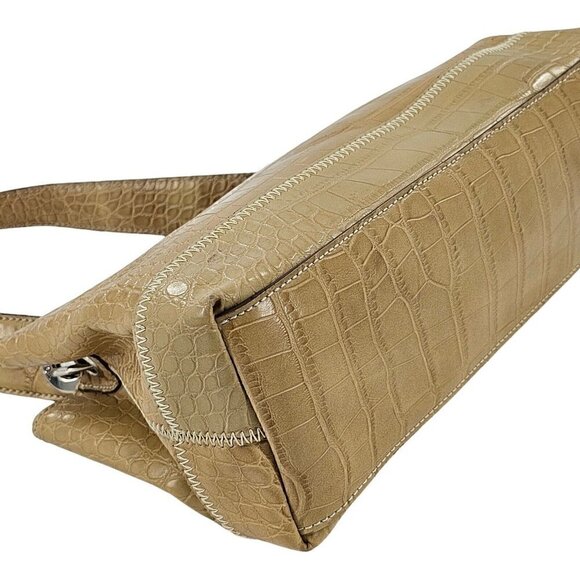 TOMMY HILFIGER Y2K Retro Tan Faux Croco Embossed Shoulder Bag - Picture 5 of 15